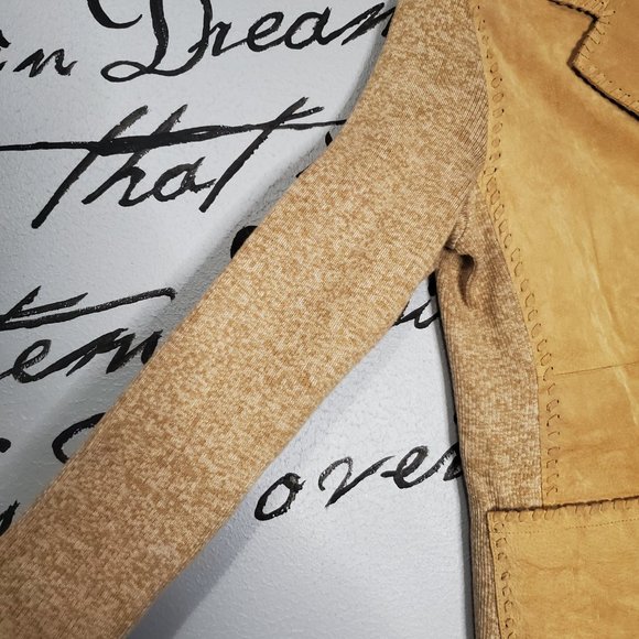 Camel Leather Suede & Knit Vintage Trench Coat from Rem Garson, Lg - Picture 3 of 9